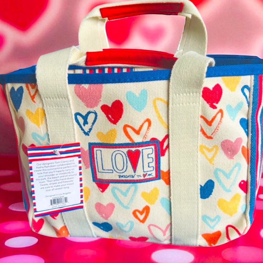 Brighton Red White & You Heart Print Mini Tote Bag NWT